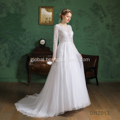 Mermaid Wedding Dress Lace Applique Long Sleeve Custom Made wedding ball gowns for brides Supplier